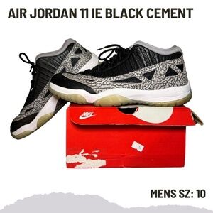Nike Air Jordan 11 Low Retro IE Black Cement 2020 Size 10 919712-006 Black White